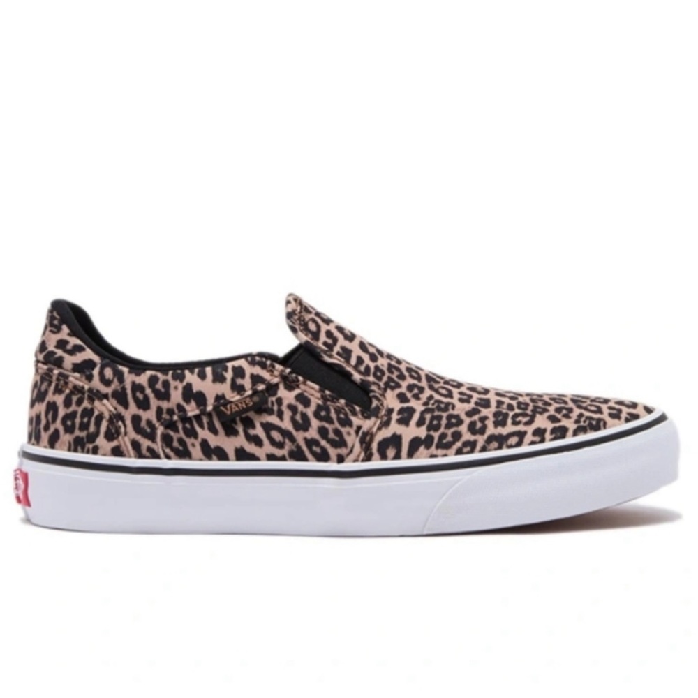 Vans Asher Deluxe Cheetah Slip On Sneakers, Size 7.5